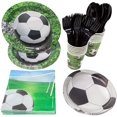 thumbnail image 1 of Soccer Party Supplies (110+ Pieces for 16 Guests!), Soccer Birthday Party Kit, Futbol Tableware Decorations, Party Pack, 1 of 9