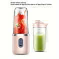 thumbnail image 1 of Wireless Rechargeable Portable Blender with 400ml Dual Cups, 6 Blades for Smoothies, Fruits & Vegetables, USB-C Charging, 1500mAh Battery, Food-Grade ABS, Non-Heating, Push Button Control – Compact, 1 of 6