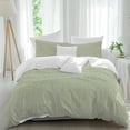 thumbnail image 2 of Sage Green Burlap Texture Bedding 3 Piece Duvet Cover Set Queen Size, Farmhouse Vintage Sage Green Soft Microfiber Comforter Cover with Zipper Closure & Pillowcases, FadeResistant Quilt Cover, 2 of 9