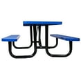 thumbnail image 2 of Folding Picnic Table with 2 Benches, Outdoor Camping Table Set with Plastic Wood-Like Texture Tabletop & Steel Frame, 6 ft Foldable Camping Table with Umbrella Pole for Picnic, Party, BBQ, Blue, 2 of 7