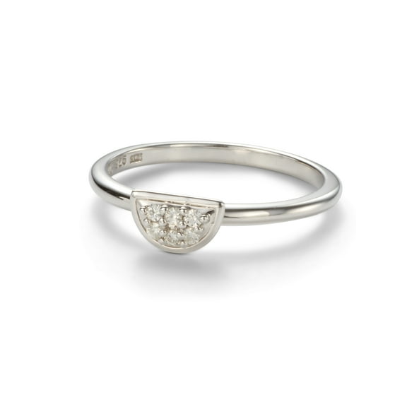 Charles & Colvard Forever Classic 1.4mm Moissanite Half Moon Pave Ring-Size 7