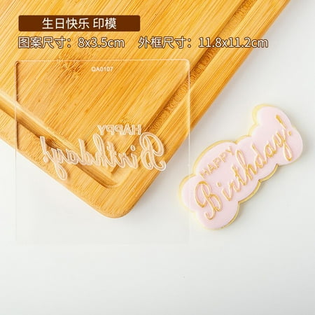 

Cake Decoration Tool Cake Cookie Press Stamp Baby Shower Happy Birthday Embosser Cutter Acrylic Fond