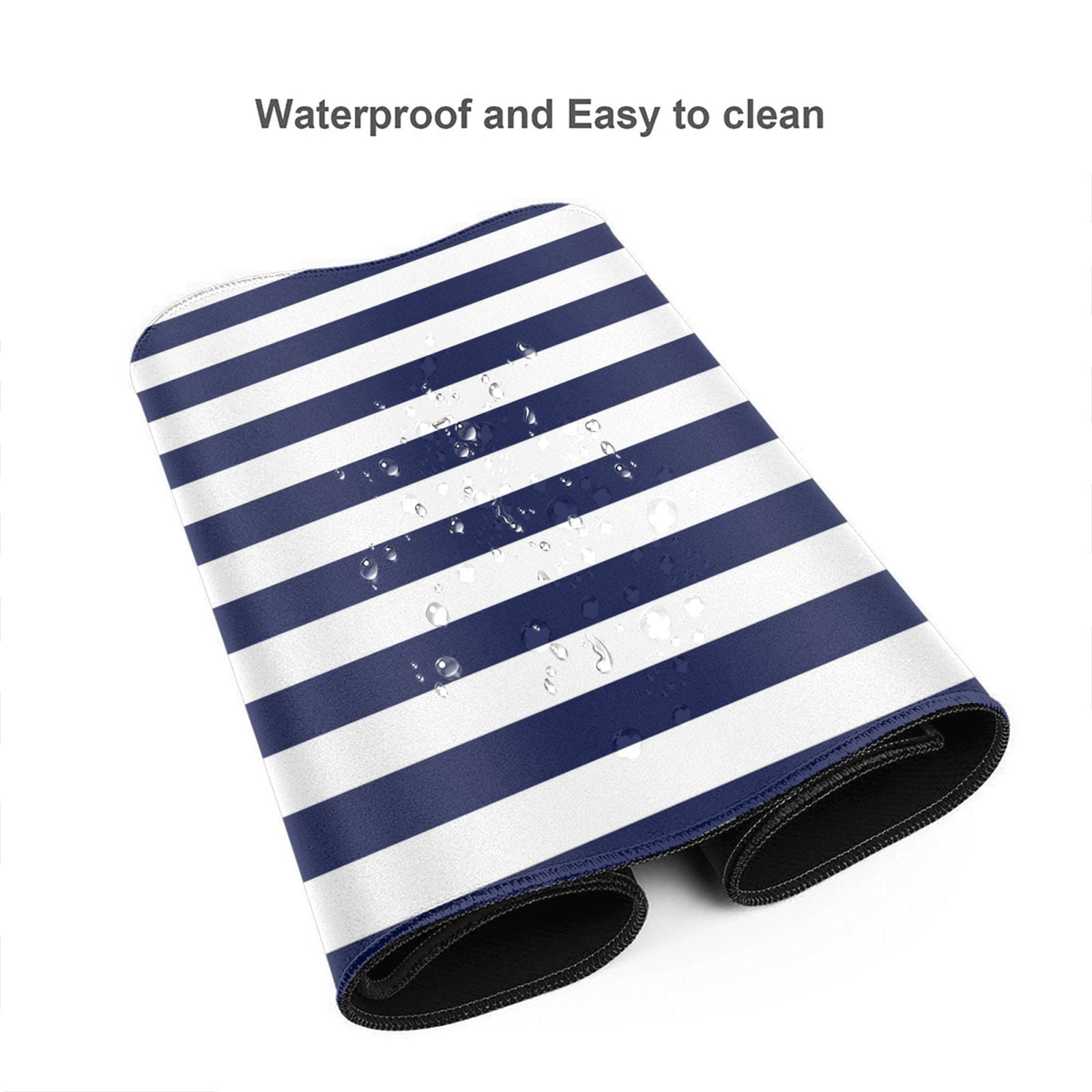 Kdxio Navy Blue And White Stripes Print Large Gaming Mouse Pad,Non-Slip Base,Water Resist Keyboard Pad for Gamer,Office & Home,29.5 x 15.8 in