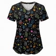 thumbnail image 5 of HCNTES Scrub Tops Women Short Sleeve Plus Size V-Neck Printed Scrubs Top Medical Nursing Uniforms with Pockets S-5Xl(Black,M), 5 of 6