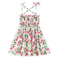 thumbnail image 2 of WEAIXIMIUNG Robe Imprimée Visage Vêtements d'Été Princesse Enfant Robe Froncée à Bretelles Fleurs Robe Bébé Fillettes Robe Florale&Jupe 120, 2 of 6
