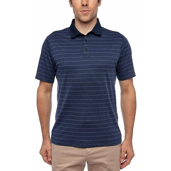 Glacier Performance Men's Short Sleeve Cotton Blend Polo (Navy, Medium)