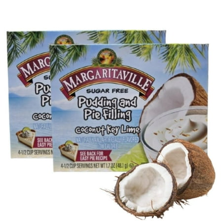 Margaritaville Sugar Free Coconut Key Lime Pudding & Pie Filling Mix, 1.7 oz Boxes (2 Pack) – Tropical Dessert Mix for Baking, Low Sugar