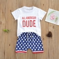 thumbnail image 2 of BemeyourBBs Toddler Baby Boy My First 4th of July Outfit Newborn Baby Boy Independent Day Outfit Patriot Baby Boys Summer Clothes All American Dude Letters Short Sleeve T Shirt Tops and Shorts Set, 2 of 6