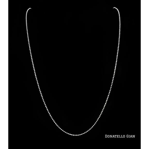 Sterling Silver 925 Diamond Cut Bead Ball Necklace 1.3MM, 16"-24", Bead Ball Necklace Chain Necklace, Italian Made Sterling Silver 925 Unisex Chain