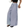 thumbnail image 3 of Women'S Striped Wide Leg Pants Elastic Waist Baggy Palazzo Trousers with Pockets Going Out Outfits Blue XL, 3 of 10