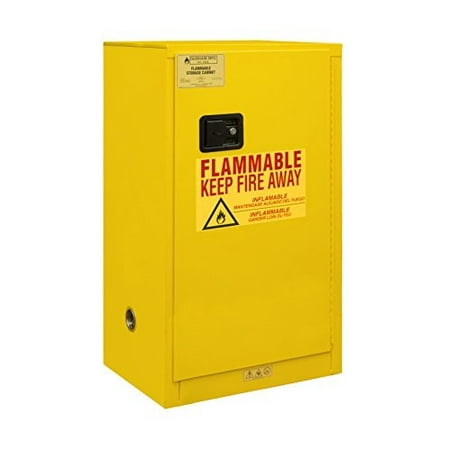 Durham 1016M-50 Welded 16 Gauge Steel Flammable Safety Manual Door Cabinet, 1 Shelf, 16 gal Capacity, 18