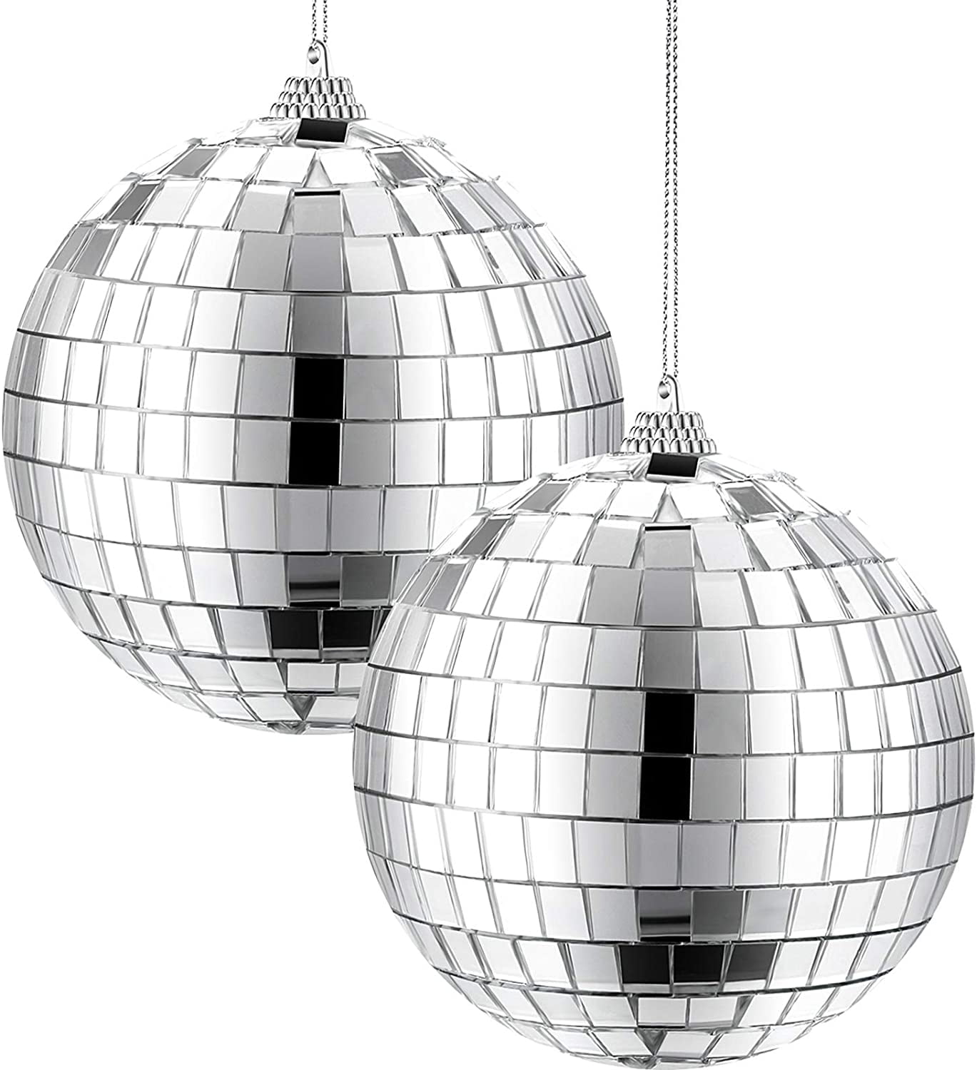 Uspacific 4 Incn Silver Hanging Party Disco Ball for Party or DJ Light Effect Stage Props Home Decorations 4 Pieces Mirror Disco Ball Game Accessories 