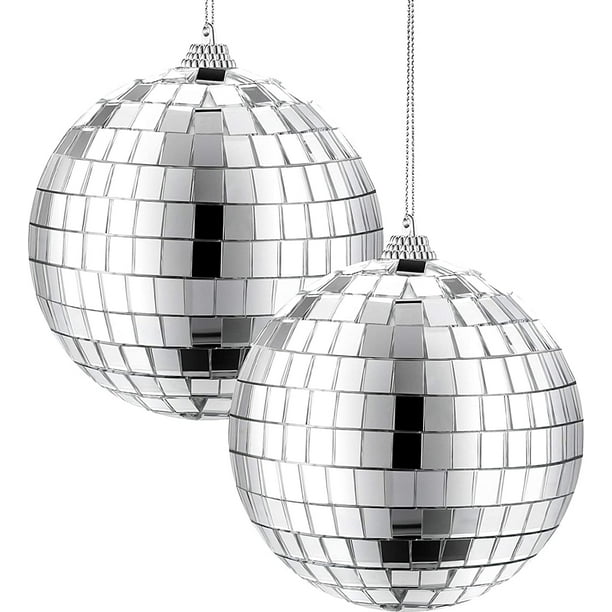 Lot de 2 boules disco miroir de 10,2 cm, décoration de fête disco des  années 70, boule à suspendre pour fête ou effet de lumière DJ, accessoires  de scène, accessoires de jeu (