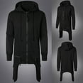 thumbnail image 2 of Fesfesfes Hoodie Tops for Men Men Casual Solid Dark Style Long Sleeve Zipper Hooded Pullover Sweatshirt Sale Clearance, 2 of 9