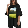 thumbnail image 4 of Plus Size Shirt for Women Black Tops for Women Oversized Short Sleeves Shirt for Women Lawn2 T Shirt Crewneck Shirt for Women 3XL, 4 of 5
