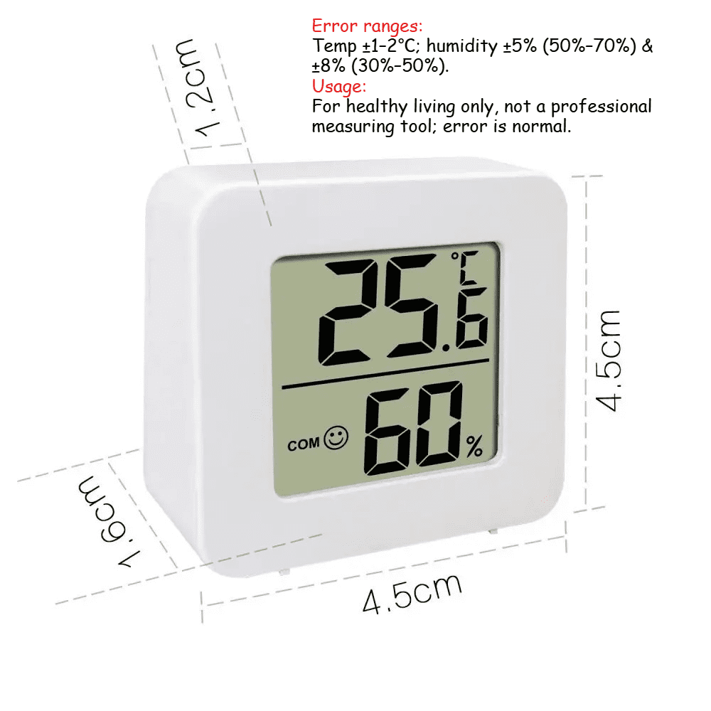 Temperature Gauge for Room Mini Digital Thermometer Hygrometer with Wall Mount Sensor LCD Screen for Home Use