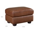 thumbnail image 5 of Boro 28 Inch Ottoman- Rich Brown Top Grain and Faux Leather- Solid Wood, 5 of 5