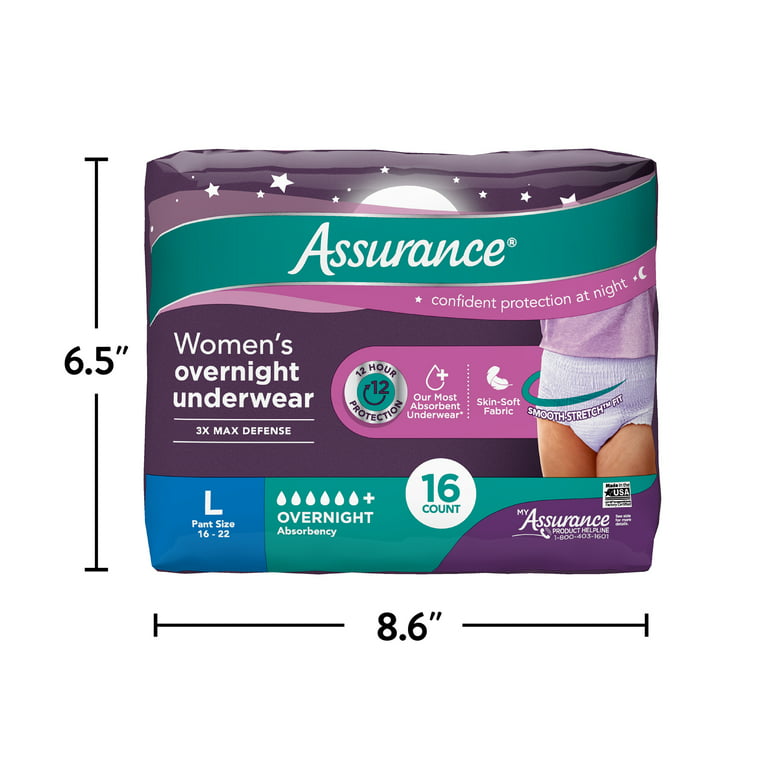 Assurance Women's Incontinence & Postpartum Underwear, Large