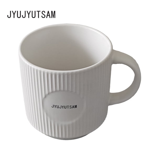 JYUJYUTSAM Cup and mug Large Capacity Ceramic Coffee Mug, White with Ribbed Texture