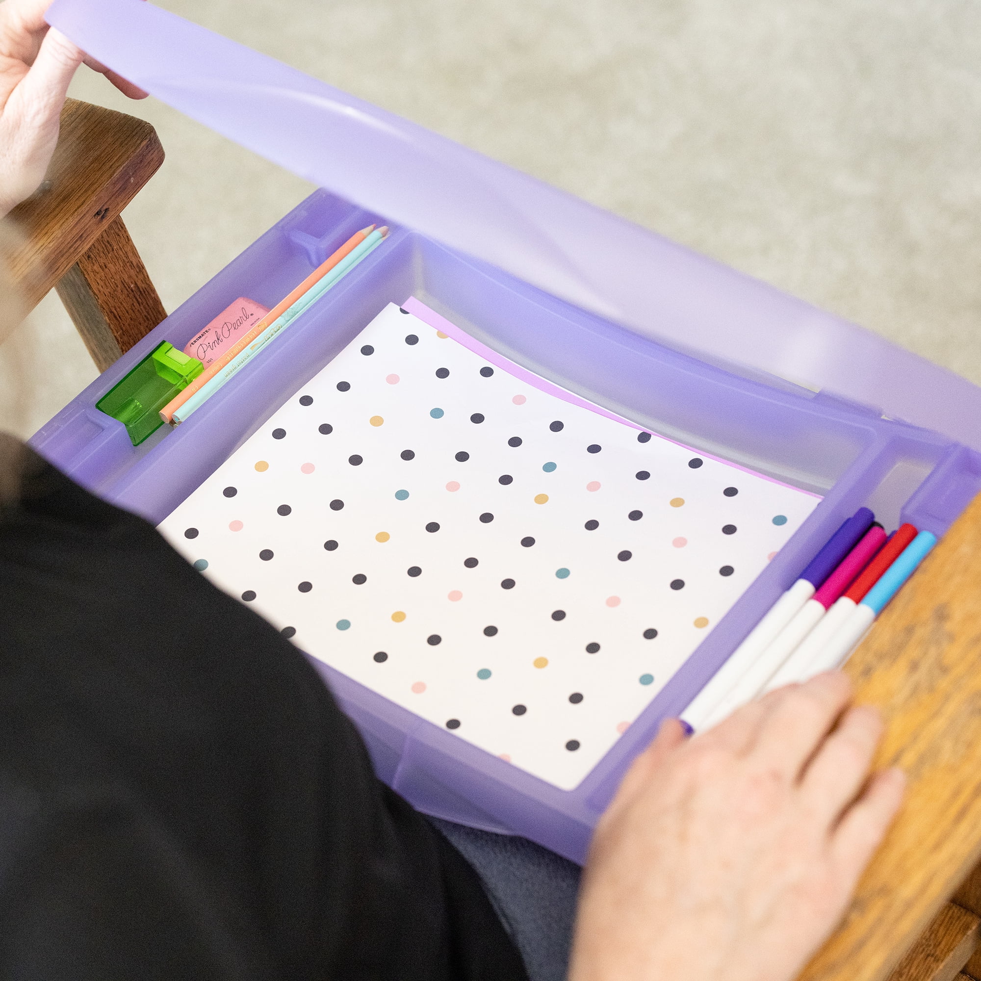Everything Mary Foldable Lap Desk, Purple - Storage Lap Desk for Arts, Crafts, School, Reading, and More