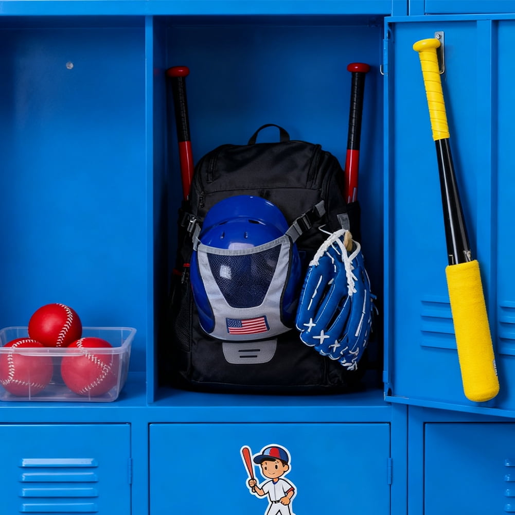 Yucurem Large Capacity Baseball Backpack with Shoe Compartment for Youth Adults, Lightweight Baseball Bag with Fence Hook for T-Ball Gear, Helmet, Glove (43L)