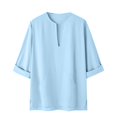 thumbnail image 1 of Camisas s Para Hombre Interior Camisa casual estilo V profundo con cuello redondo de moda de color sólido para hombre (Blue, L), 1 of 6