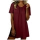 thumbnail image 3 of TaTaai Women's Summer Casual Fashion Solid Crew Neck Short Sleeve Mini Nightgown Soft Comfortable Short Dress Gift, 3 of 9