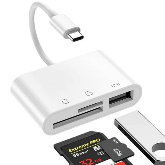SD Card Reader,USB C Micro SD Card Reader,Memory Card Reader,Type C SD/TF Card Reader,Compatible with MacBook,Laptops,Galaxy Phones and More (White)