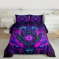 thumbnail image 2 of Manfei Boho Style Flower King Size Comforter Sets,Retro Bohemian Floral Bedding Comforter Set,Purple Blue Bedding Set For Girl Boy,Luxury Bedroom Decor Reversible,3-Piece, 2 of 8