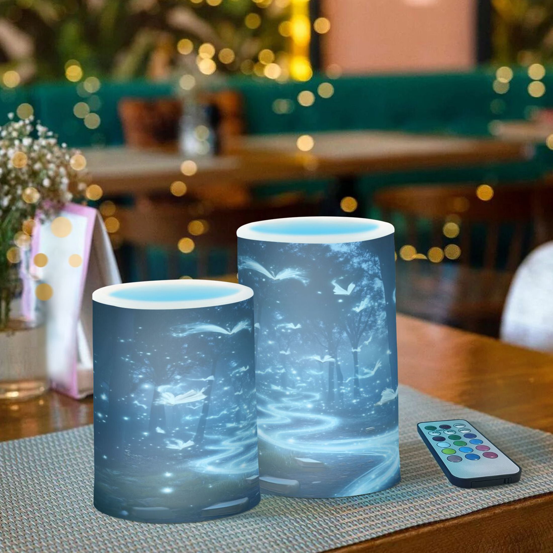 2 PCS Flameless Candles with Remote Timer LED Battery Operated Flickering Candle Light for Wedding Table Home Decoration Gifts Books Flying