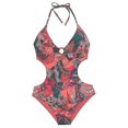 thumbnail image 2 of Mujer Push Up Fl Traje de baño Monokini Backless Halter Traje de baño, 2 of 4