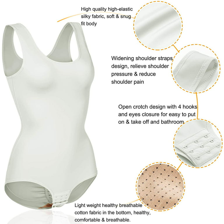 Gotoly Shapewear Bodysuit Scoop Neck Tank Tops for Women Tummy Control  Waist Trainer Vest Full Body Shaper(White 3X-Large) 