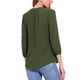 thumbnail image 3 of CAMISA DE BOTONES V DE INSPIRACIÓN CHIC PARA MUJERES CON MANGAS 3/4 Y DETALLE PLEAT, BLUSA CASUAL EN VERDE EJÉRCITO, 3 of 6