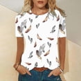 thumbnail image 1 of Fiudx Ofertas y Liquidaciones Blusa Holgada Estampada con Cuello Redondo Retro de Manga Corta a La Moda para Mujer, Manga Tres Cuartos, 1 of 5