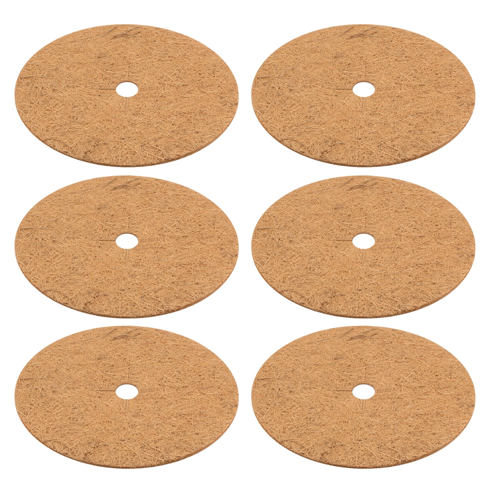 Uxcell 6-Pack Coconut Fibers Mulch Ring Tree Protector Mat, 11.8 Inch Tree Ring Mulch Mat for Plants [Coconut Brown]
