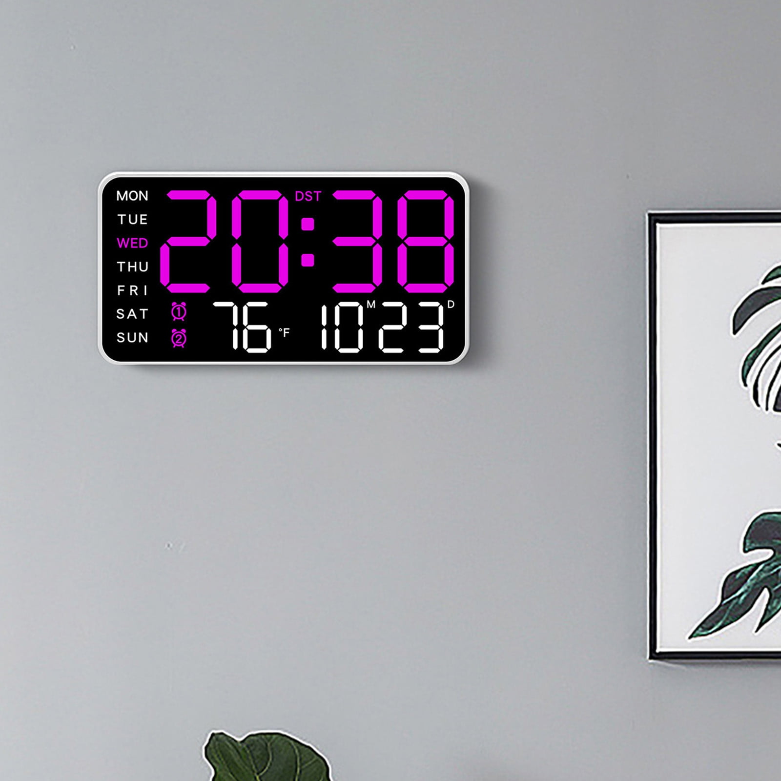 8.5" Large Display Digital Wall Clock, Digital Alarm Clock, with Date, Temperature, Auto DST, Modern Decor Design for Desk, Wall, Room, Bedroom, Gift, Yougster and Elderly