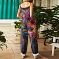 thumbnail image 3 of Fgvctg Mardi Gras Jumpsuits for Women Dressy Sleeveless Carnival Party Spaghetti Straps Overalls Festival Wide Leg Pant Mask Graphic Bib Overalls Rompers Sprimg Pant With Pockets Purple XXL, 3 of 4
