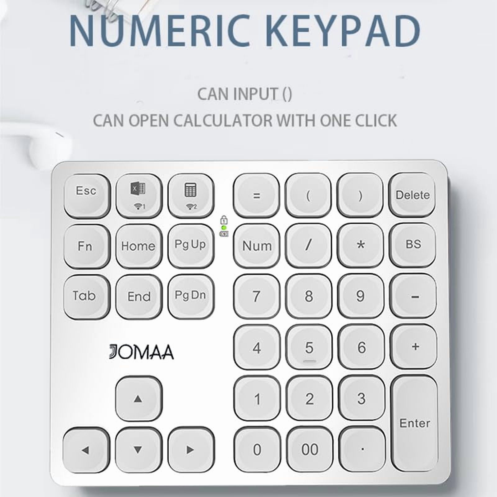 JOMAA Mini 36-keys Number Keyboard, Bluetooth Keypad, Num-pad for Laptop, Rechargeable Type-C