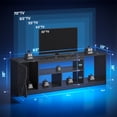 thumbnail image 3 of Bestier 63" LED TV Stand for TVs up to 70", Gaming Entertainment Center with PS5 Storage, Modern Media Console Table with 2-Tier Storage Shelves, Black Marble, 3 of 7
