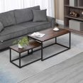thumbnail image 2 of HOMCOM Nesting Tables Set of 2, Stacking Coffee Table Set with Steel Frame, Industrial Coffee Tables Living Room, Rustic Brown, 2 of 10
