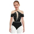 thumbnail image 1 of vastwit Combinaison de Danse Ballet à Manches Courtes avec Strass pour Filles, Noir 6, 1 of 6