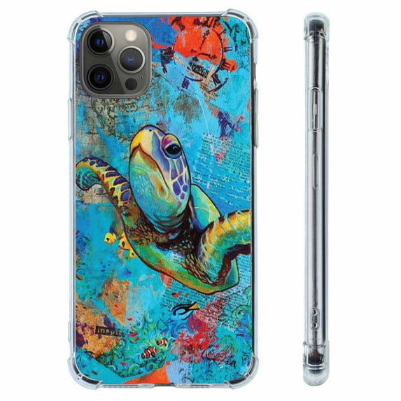 Turtle in Space Case for iPhone 11 Pro Max,Aesthetic Art Design Pattern Soft TPU Bumper Case Cover