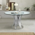 thumbnail image 3 of Armen Living Petal Round Stainless Steel/Glass Dining Table in Chrome/Clear, 3 of 7