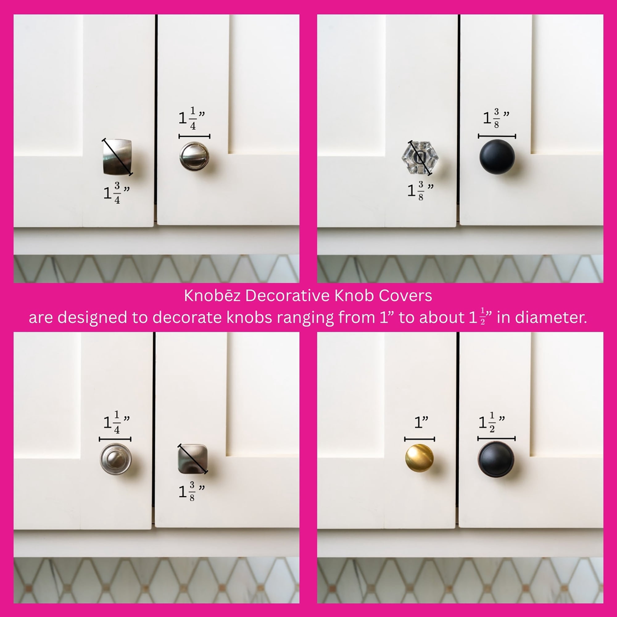 Knobēz: Decorative Cabinet Knob Covers - Skull - 12pk - Stretch Over Hardware Decorations, Spooky-Halloween-Fall-Seasonal, Kitchen-Bathroom-Dressers