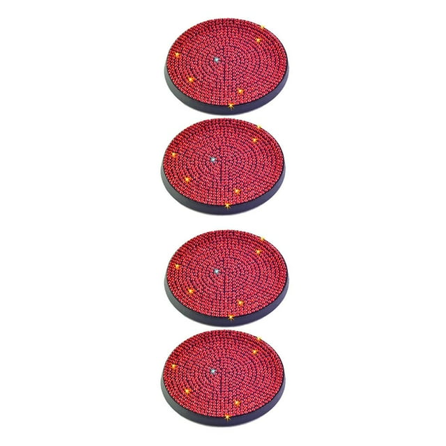 yingyy Pack of 2 PVC Plastic Automobile Cup Holder Mat Portable Waterproof Washable Anti-slip Rhinestone Pad Accessories Red 2Set