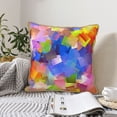 thumbnail image 2 of Velvet Decorative Throw Pillow Covers Set of 2, Soft Square Cushion Cover with Invisible Zipper Geometries Squares Cubes Printing, 18"x18", 2 of 7