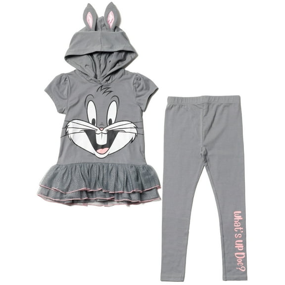 LOONEY TUNES Bugs Bunny Big Girls Cosplay T-Shirt Dress and Leggings Outfit Set Toddler to Big Kid