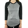thumbnail image 4 of Mato & Hash 3 Button Henley Raglan T-Shirt 3/4 Sleeve - Heather Grey/Black CA5100 S, 4 of 4