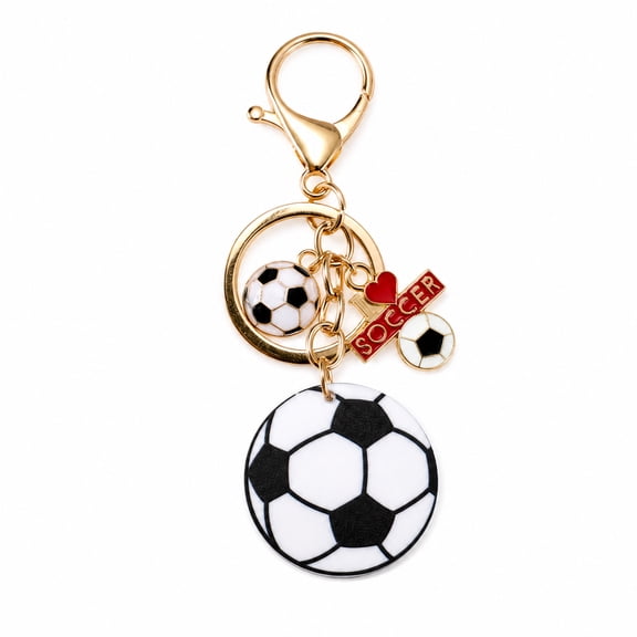 Unique Bargains 1 Pc Handbag Charms Keychain Fashionable Bag Accessories Gold Tone Black White [Football Style 1]