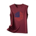 thumbnail image 4 of Summer Saving Wycnly Tank Top for Women Sunflower Print Summer Crewneck Sleeveless T Shirts 4th July Independence Day Loose Fit Comfy Racerback Vest Blouses Wine s Clearance Under $5, 4 of 5